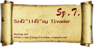 Szőllősy Tivadar névjegykártya